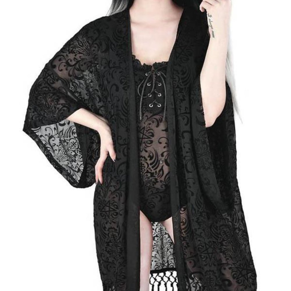 Killstar Last Rites Fringe Black Kimono